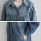 Women Autumn Casual Solid Pocket Denim Shirt Coat