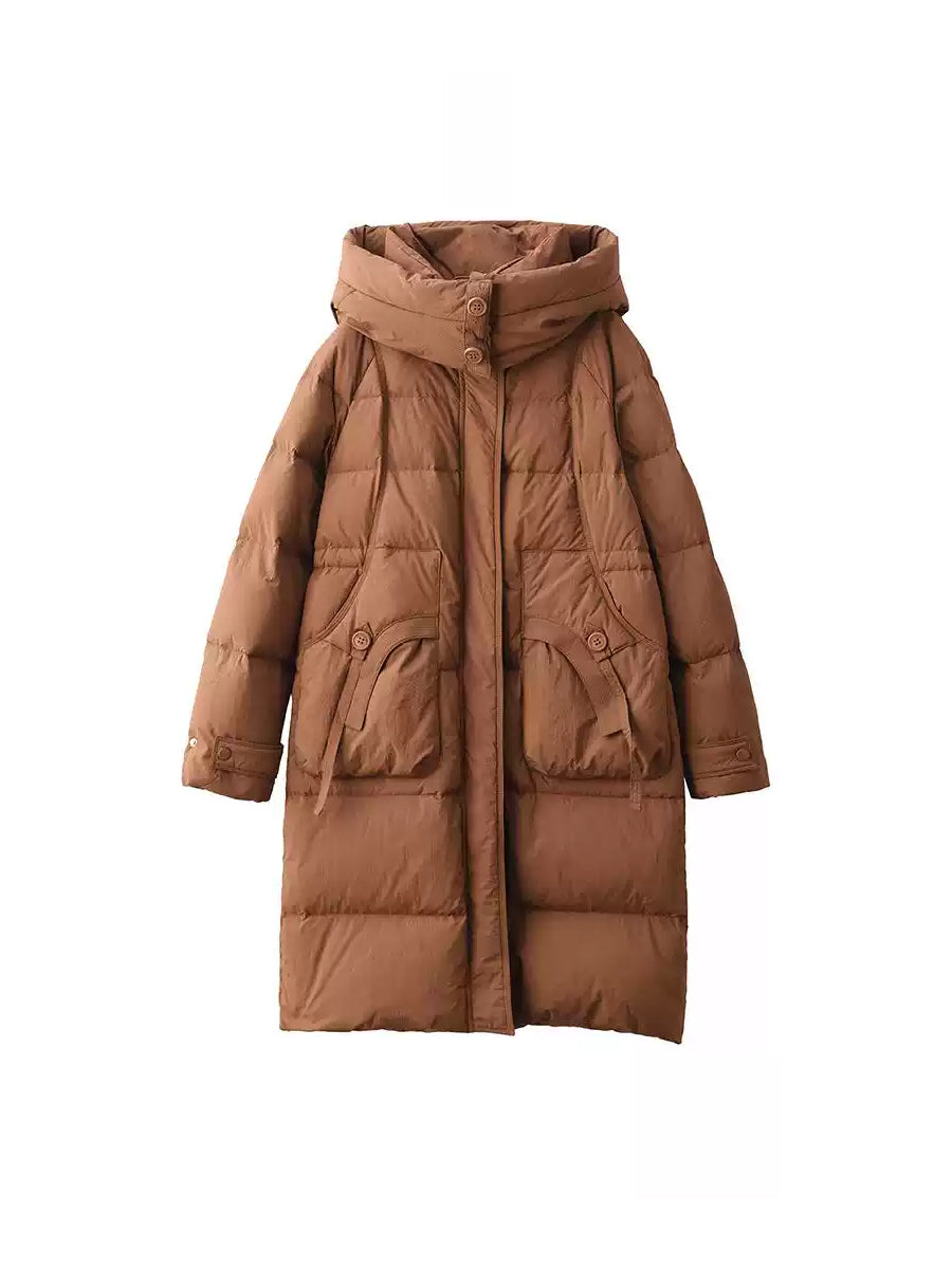 Women Winter Casual Solid Hooded Down Coat