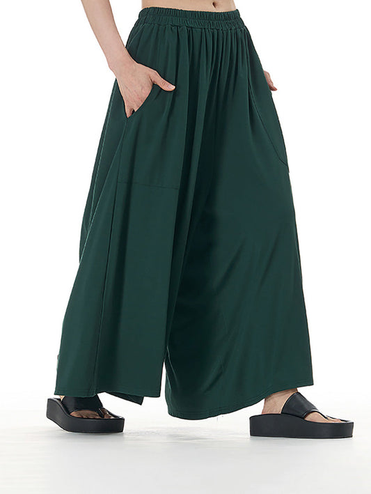 Women Summer Casual Solid Wide-leg Loose Pants