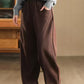 Women Winter Pure Color Fleece-lined Straight Pants