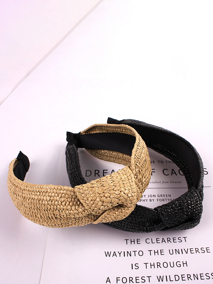 Casual Knot Straw Woven Hair Band - 4 Pieces