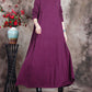 Plus Size Women Pure Color Knitted High Neckline Dress