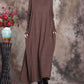 Plus Size Women Pure Color Knitted High Neckline Dress