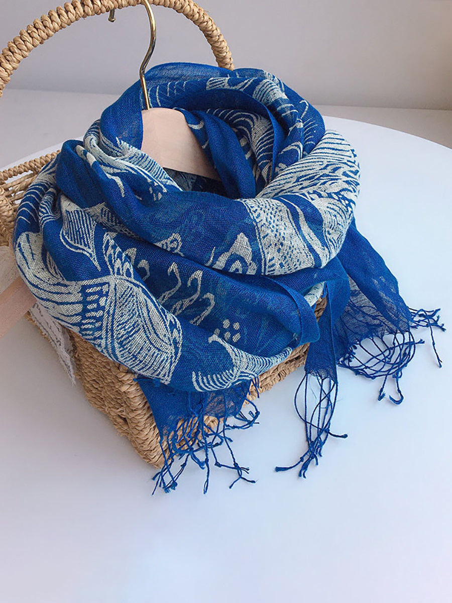 Women Summer Linen Vintage Shawl Sunscreen Scarf