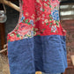 Women Autumn 100%Linen Vintage Patchwork Loose Vest