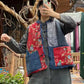 Women Autumn 100%Linen Vintage Patchwork Loose Vest