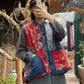 Women Autumn 100%Linen Vintage Patchwork Loose Vest