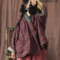 Women Vintage Drawstring Floral Print 100%Linen Coat