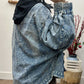 Women Spring Retro Irregular Patch Pocket Denim Coat