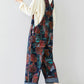 Women Autumn Artsy Flower Pocket Loose Denim Jumpsuits