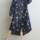 Women Spring Flower Print Loose Denim Dress