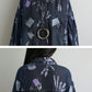 Women Spring Flower Print Loose Denim Dress