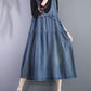 Women Vintage Summer Denim Spliced Vest Dress