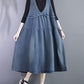 Women Vintage Summer Denim Spliced Vest Dress