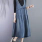 Women Vintage Summer Denim Spliced Vest Dress