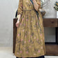 Women Vintage Flower Spliced Linen Dress