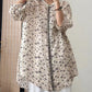 Women Artsy Flower Ramie Loose Long Shirt