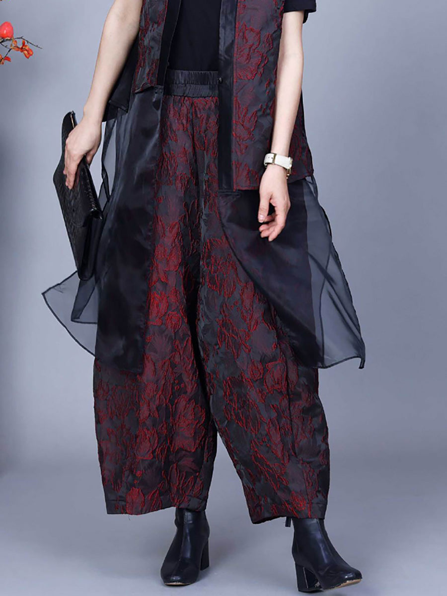 Women Vintage Flower Print Spring Loose Harem Pants