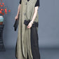 Women Summer Vintage Irregular Spliced Vest+Pants