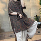 Women Summer Vintage Flower Spliced Buckle Linen Shirt