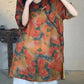 Women Summer Vintage Flower V-Neck Long Ramie Shirt