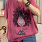 Women Summer Casual Print Knitted O-Neck Shirt