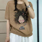 Women Summer Casual Print Knitted O-Neck Shirt