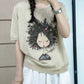 Women Summer Casual Print Knitted O-Neck Shirt