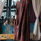 Women Ethnic Flower Worn Loose Long Sleeve Linen Dress