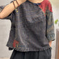 Women Summer Vintage Spliced Cotton Shirt