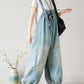 Women Summer  Retro Frayed Washed Denim Jumpsuits