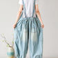 Women Summer  Retro Frayed Washed Denim Jumpsuits