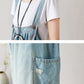 Women Summer  Retro Frayed Washed Denim Jumpsuits