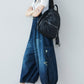 Women Summer  Retro Frayed Washed Denim Jumpsuits