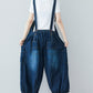 Women Summer  Retro Frayed Washed Denim Jumpsuits