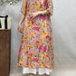 Women Summer Artsy Floral Strap O-Neck Ramie Dress