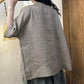 Women Summer Artsy Shirred Button Linen Loose Shirt