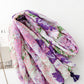 Women Artsy Flower Purple Tassel Shawl Scarf