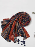 Women Summer Ethnic Print Tassel Shawl Scarf