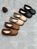 Women Casual Summer Solid Soft Leather Flat Shoes