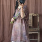 Women Summer Ethnic Floral Loose Ramie Dress