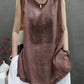 Women Casual Solid Summer Thin Ramie Vest