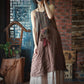 Women Vintage Print Print Spliced Linen Vest Dress