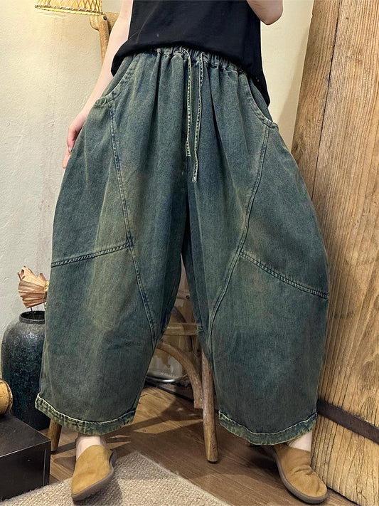 Women Summer Casual Spliced Harem Denim Pants