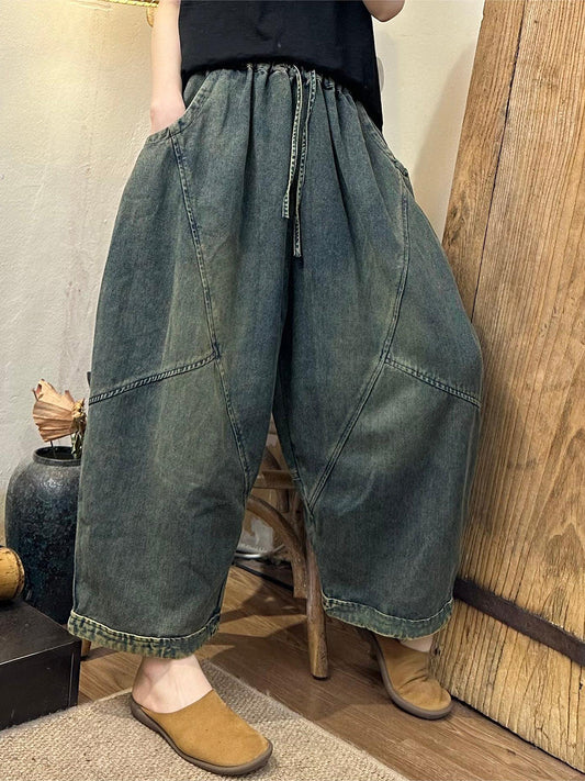 Women Summer Casual Spliced Harem Denim Pants