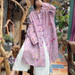 Women Summer Vintage Flower Button-up Ramie Shirt Coat