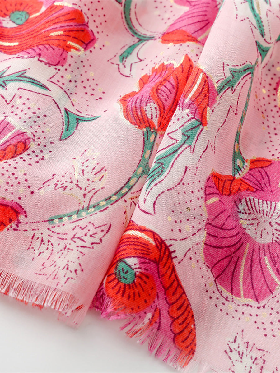 Women Summer Flower Print Shawl Scarf