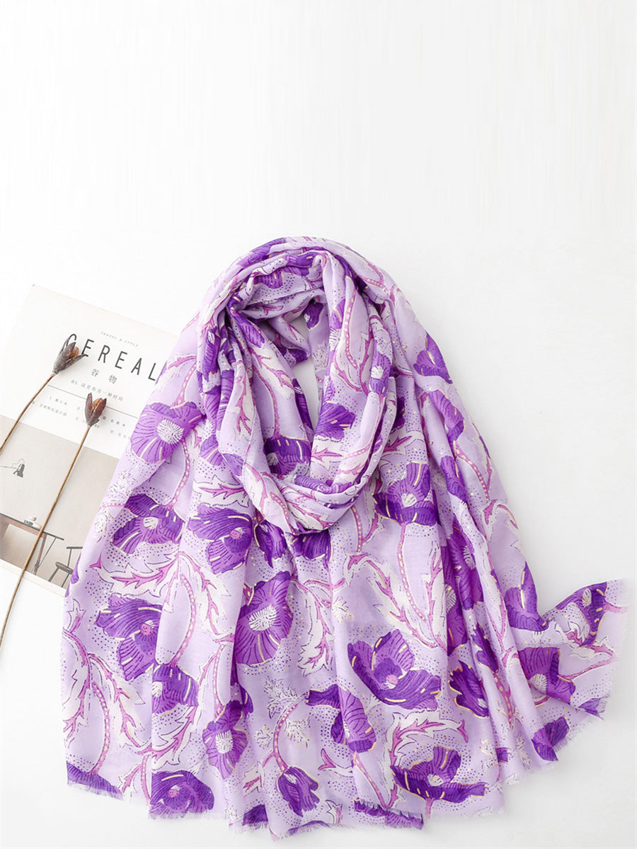 Women Summer Flower Print Shawl Scarf