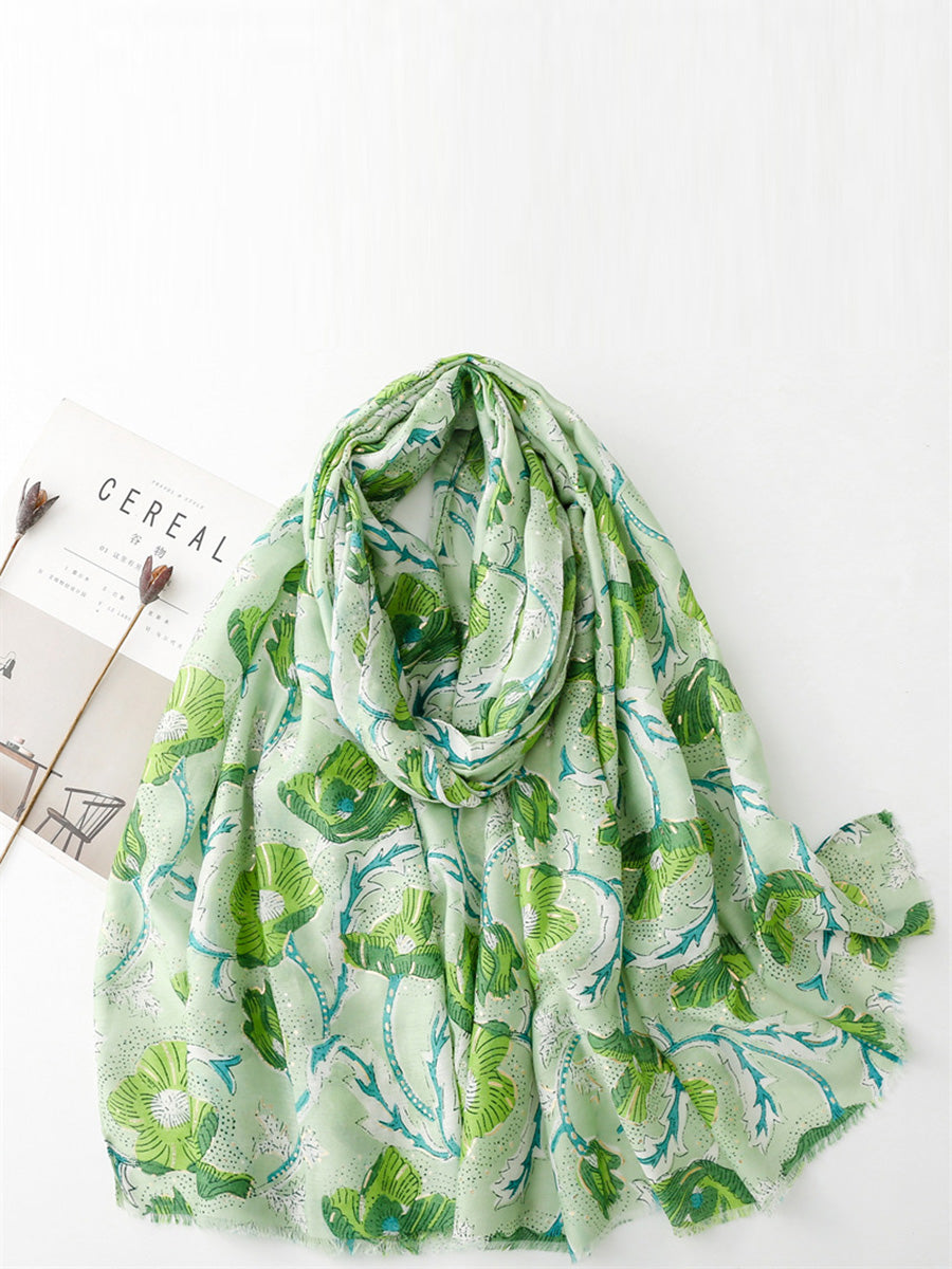 Women Summer Flower Print Shawl Scarf