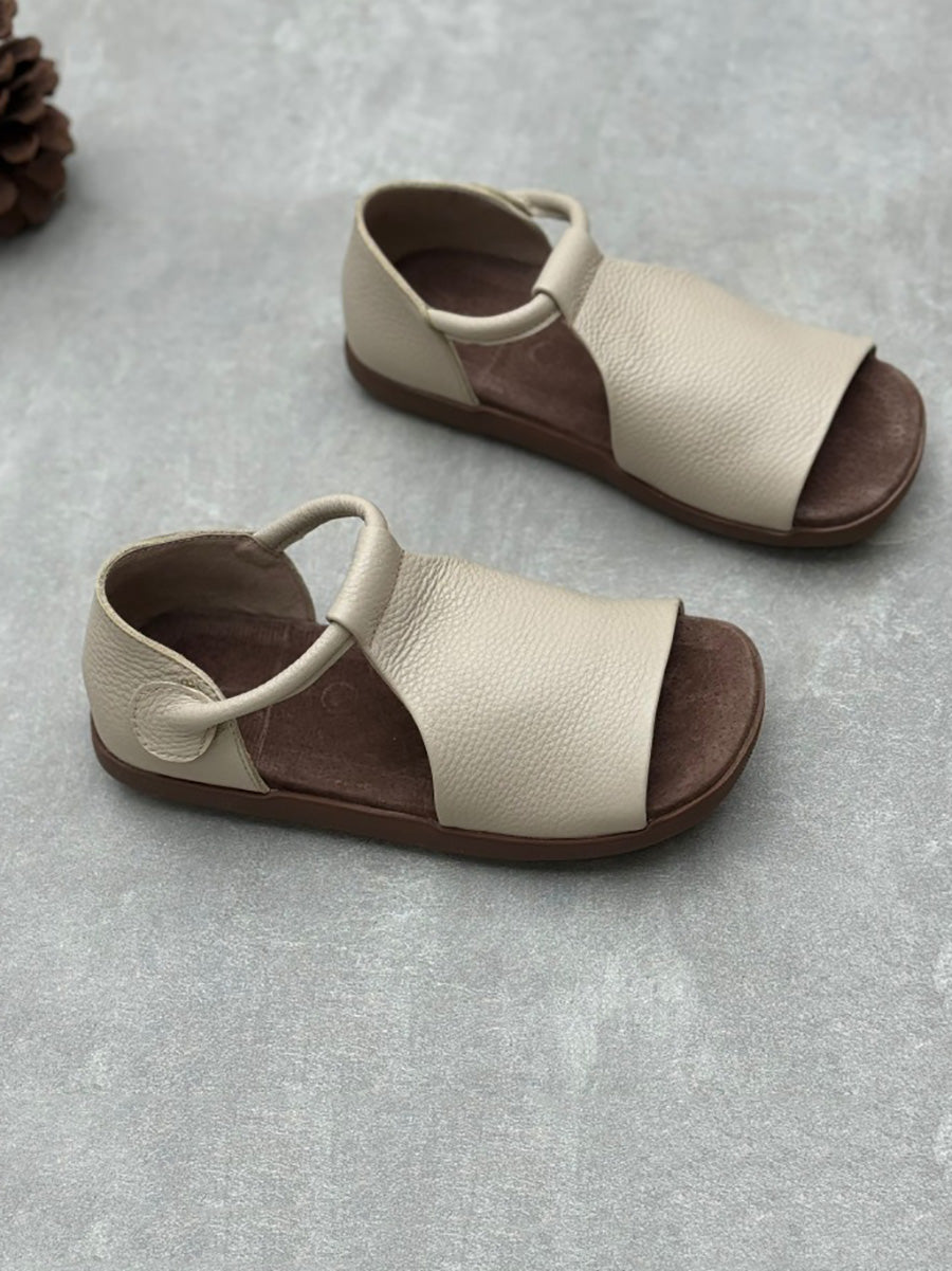 Women Summer Soft Genuine Leather Flat Sandals